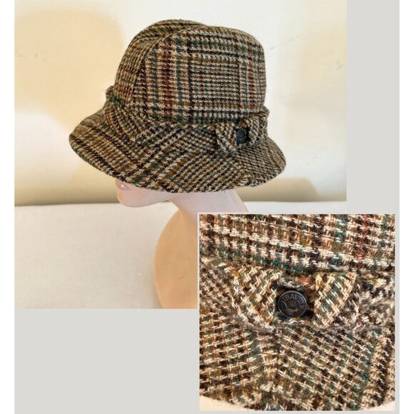 Vintage Harris Tweed Wool Plaid Hat Size M to Large Country Gentleman Travler - Picture 2 of 14